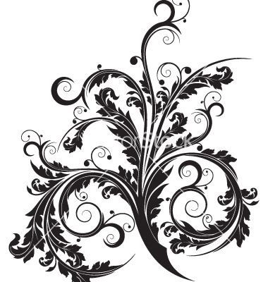 380x400 Floral Scroll Vector Inked. Floral, Flourish And