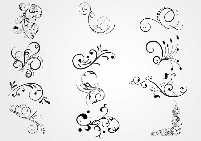700x490 Swirly Floral Scrolls Vectors