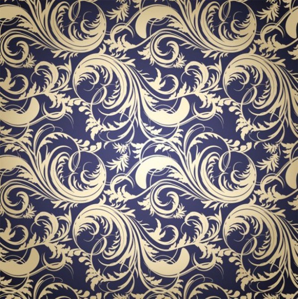 600x602 Vintage Vector Floral Scroll Pattern Background