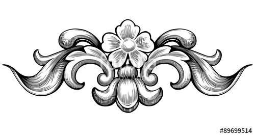 500x267 Vintage Baroque Floral Scroll Foliage Ornament Filigree Engraving