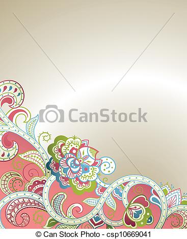 367x470 Abstract Floral Scroll. Illustration Of Abstract Floral Background
