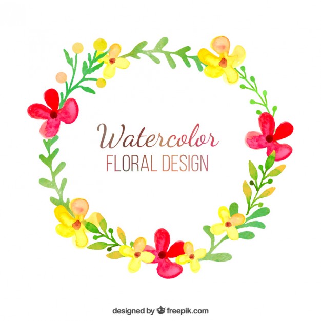 626x626 Watercolor Floral Wreath Vector Free Download