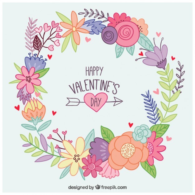 626x626 Ai] Hand Drawn Floral Wreath Valentine Day Vector Free Download