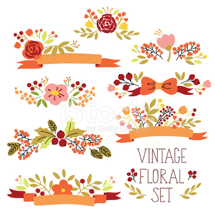 440x440 Vector Con Flores Vintage Stock Vector