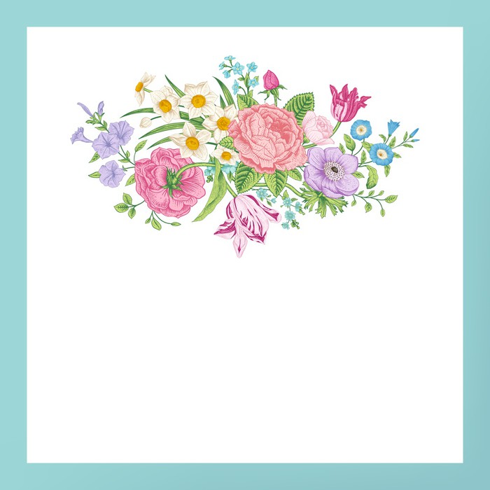 700x700 Vintage Floral Vector Card With Victorian Bouquet Of Flowers. Wall