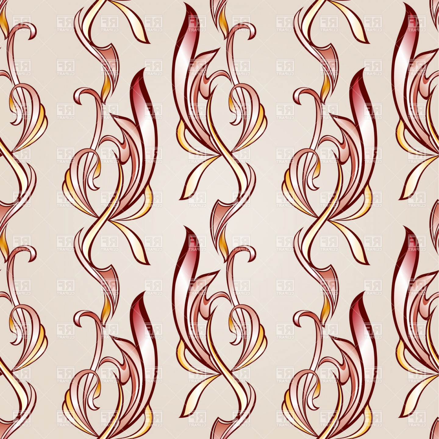 1440x1440 Seamless Pattern With Ornate Florid Elements Vector Clipart