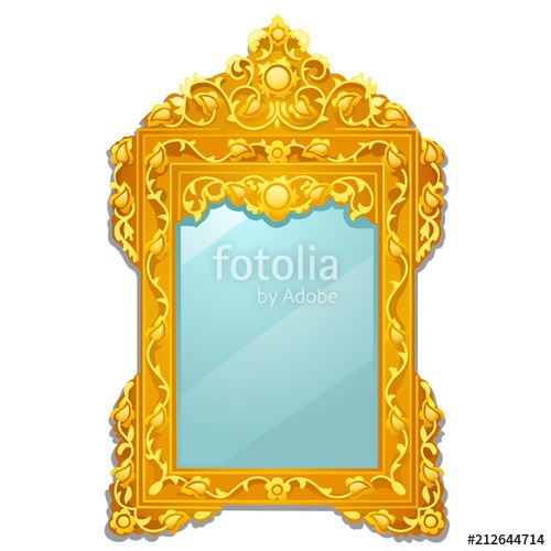 500x500 Vintage Mirror With Golden Ornate Florid Frame Isolated On White