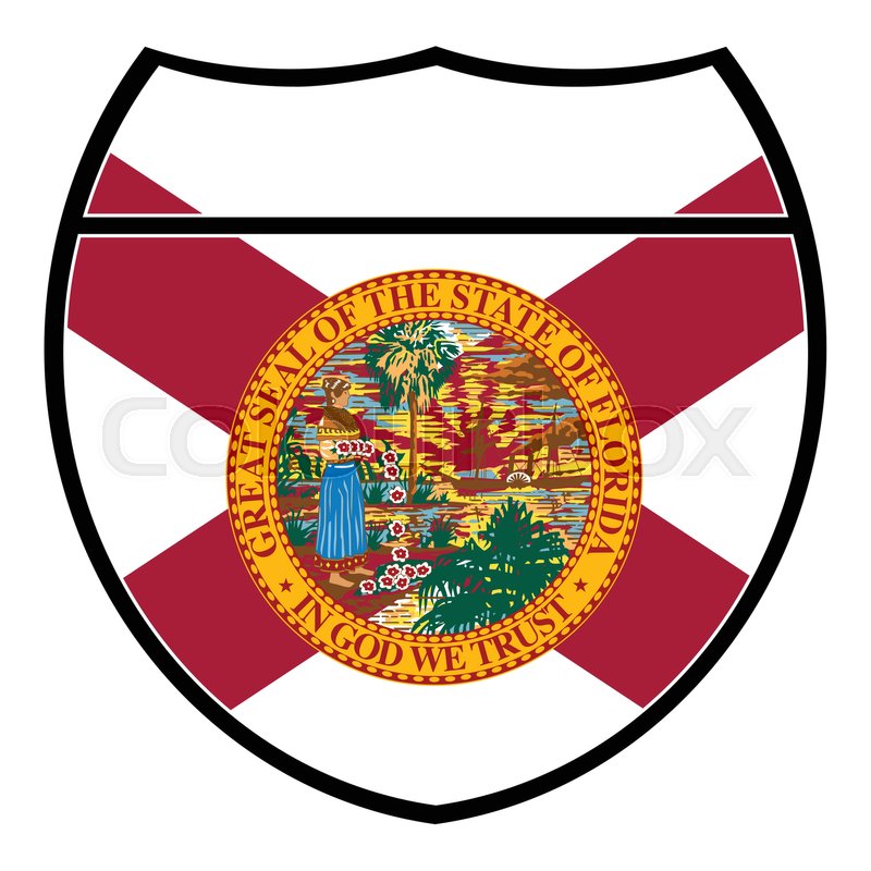 800x800 Florida Flag In An Interstate Sign Over A White Background Stock