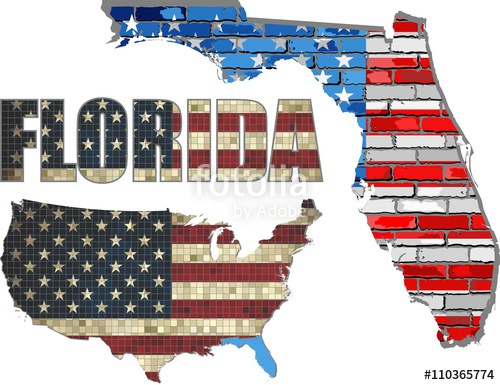 500x385 Usa State Of Florida On A Brick Wall