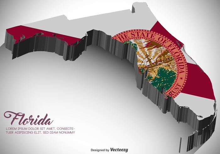 700x490 Vector 3d Florida Map With Flag