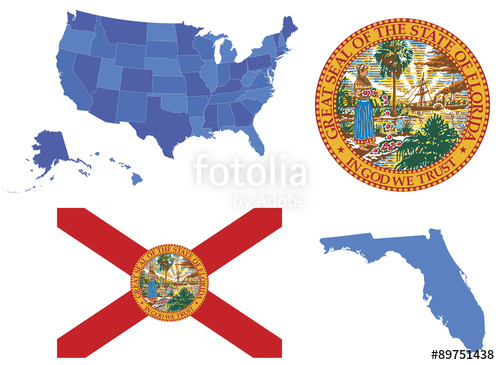 500x365 Vector Illustration Of State Florida, Contains High Detailed Map