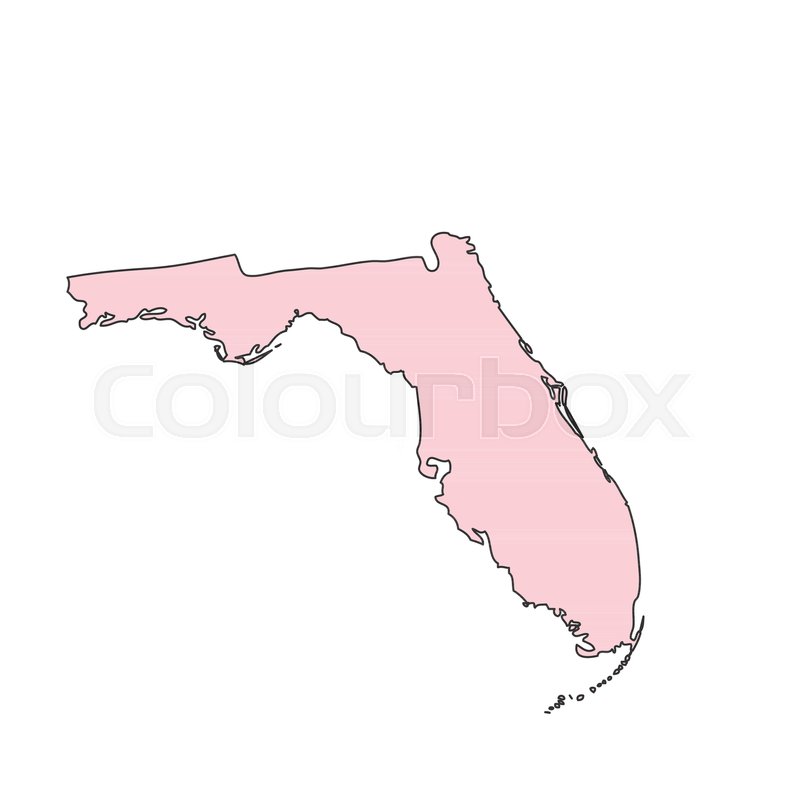 800x800 Florida Map Isolated On White Background Silhouette. Florida Usa