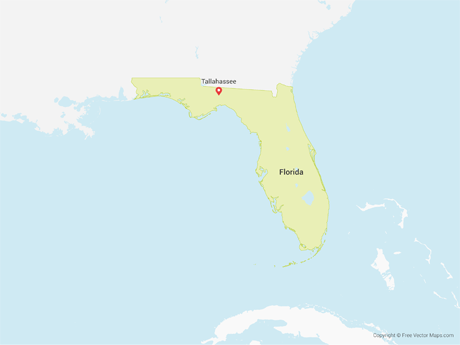 460x345 Vector Map Of Florida Free Vector Maps