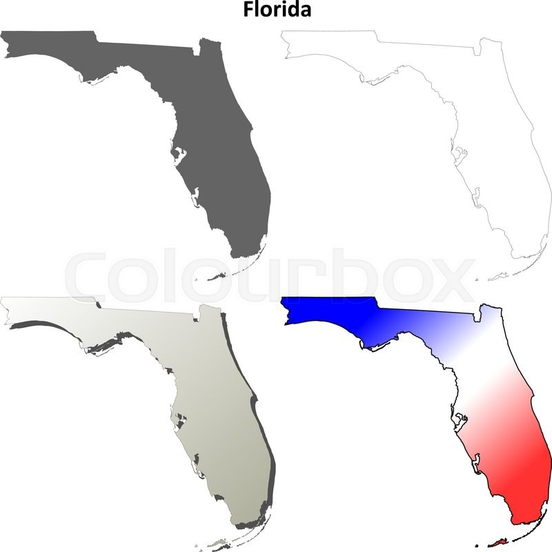 800x800 Florida State Blank Vector Outline Map Set Stock Vector Colourbox