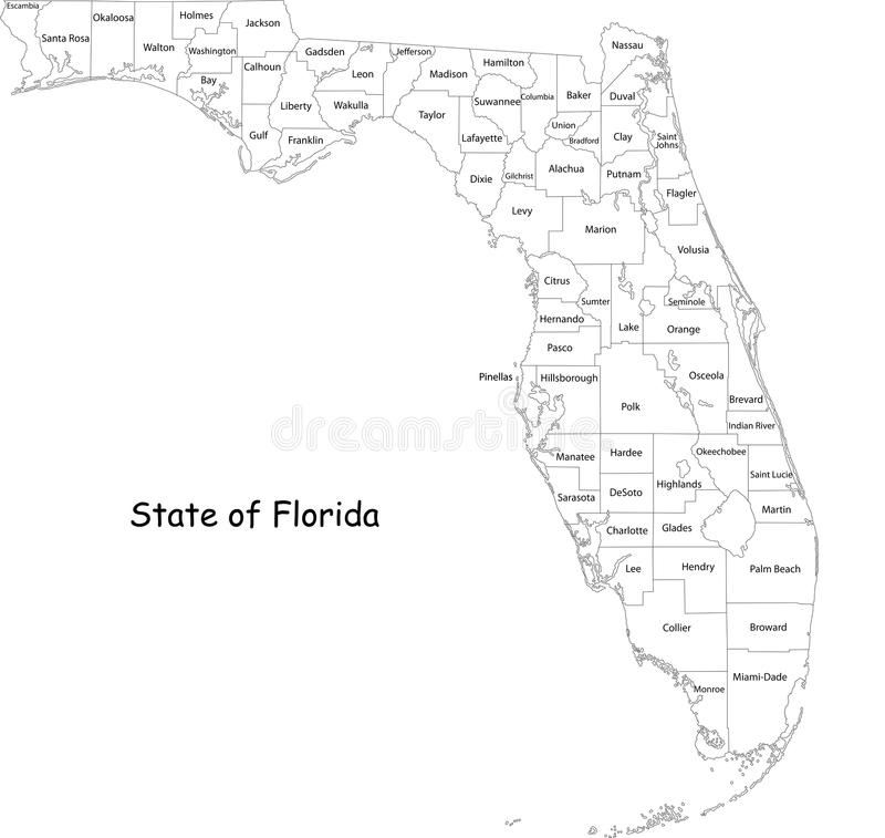 800x757 Map Of Florida State Stock Vector Illustration Of City 9540373 Map