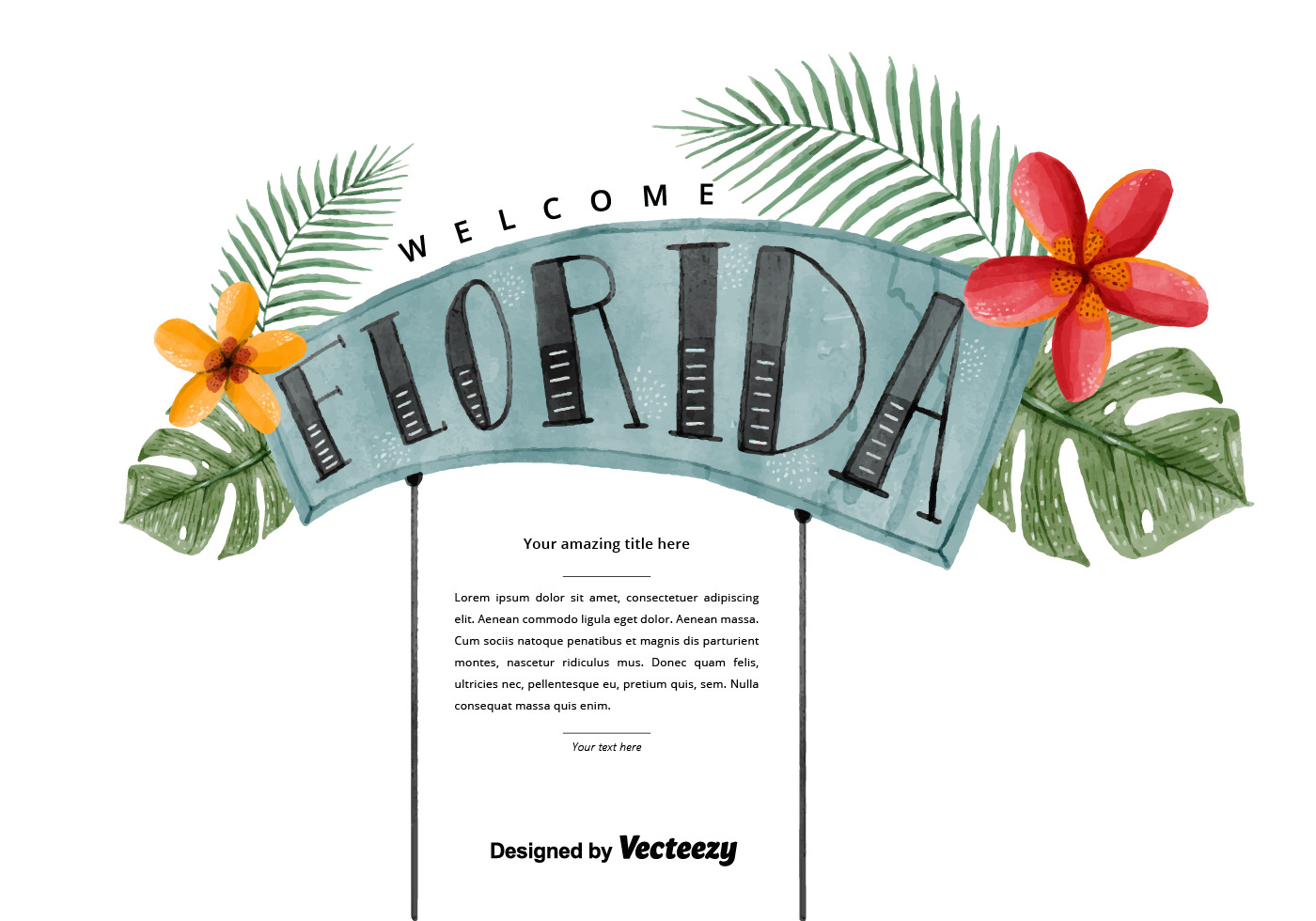1400x980 Free Florida Welcome Watercolor Vector