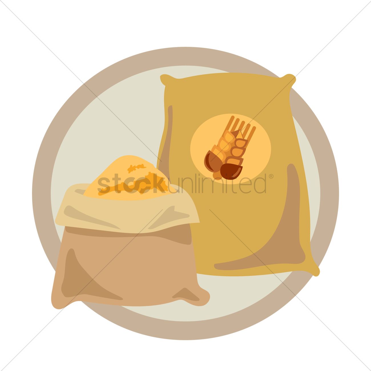 1300x1300 Wheat Bag And Flour Vector Image