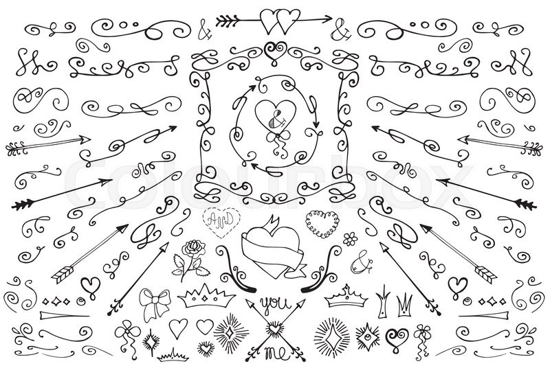 800x533 Colored Doodles Flourish Border, Arrows , Frame, Brushes , Floral