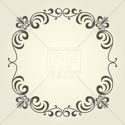 400x400 Flourish Square Frame With Ornate Curly Borders Vector Image