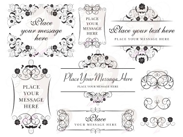 375x281 Monogram Frame, Vintage Digital Flourish Border Flower Clip Art