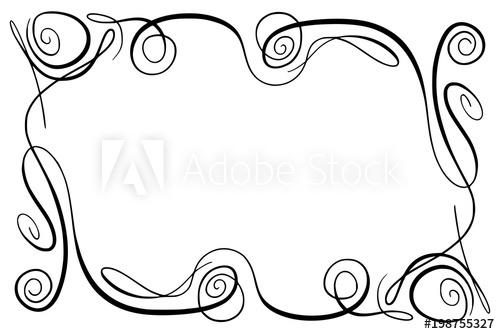 500x334 Flourish Vector Frame. Rectangle With Squiggles, Twirls And