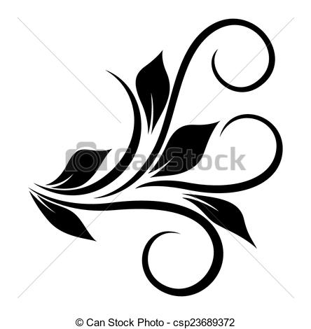 444x470 Flourish Vector Elements. Abstract Decorative Retro Swirl Festive