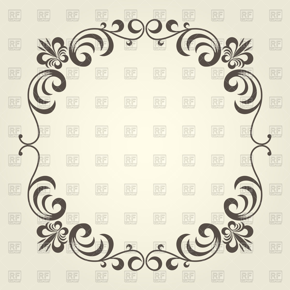 1200x1200 Flourish Square Frame With Ornate Curly Borders Vector Image
