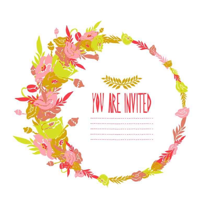 800x800 Round Watercolor Flower Border Vector [Eps]