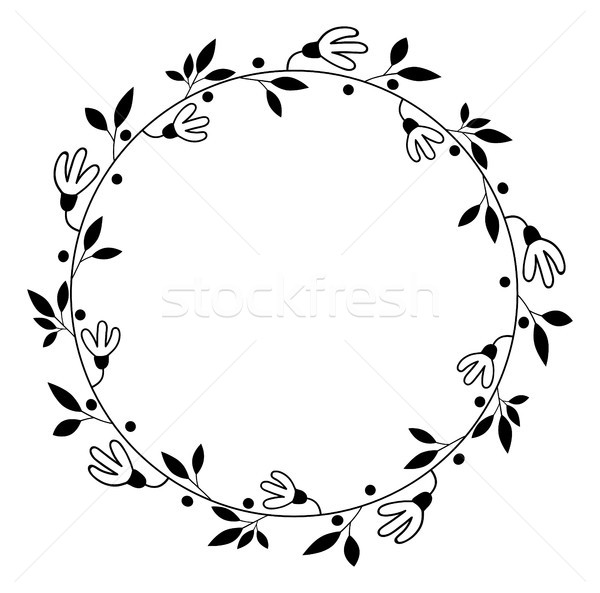 600x593 Round Vector Floral Wreath