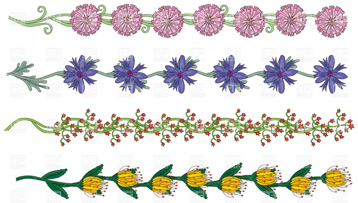 1200x682 Set Of Floral Borders Vector Image Vector Artwork Of Design