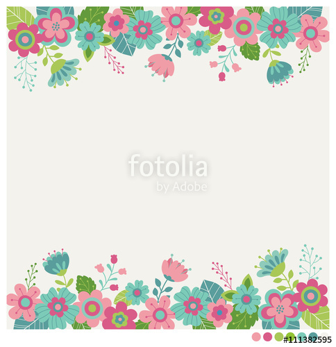 484x500 Cute Flowers Border Vector For Invitation, Wedding, Greeting Card