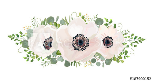 500x268 Flower Bouquet Vector Watercolor Design Element. Peach, Pink White