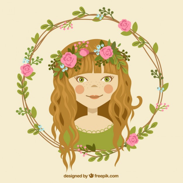 626x626 Girl With Flower Crown Vector Premium Download