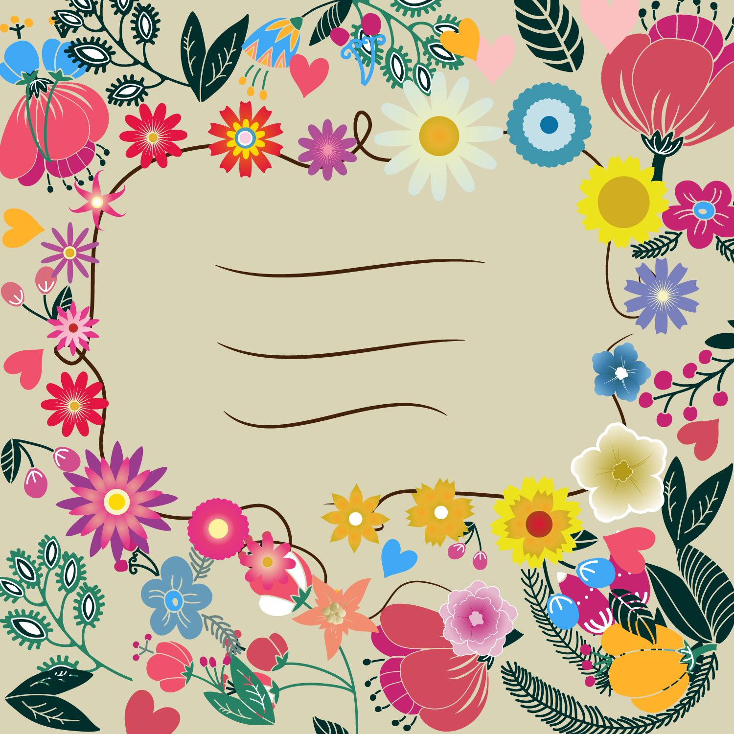 1500x1500 Flower Frame Vector Vector Art Amp Graphics