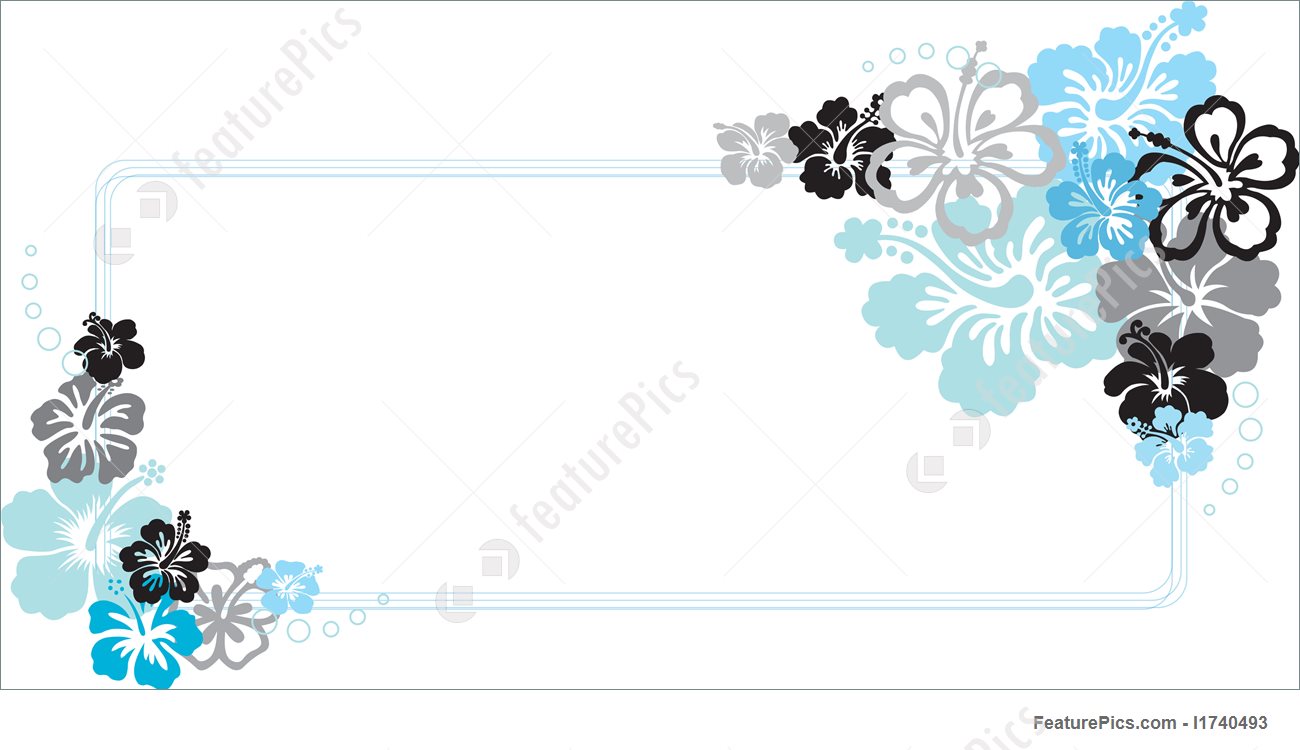 1300x750 Templates Blue Hibiscus Flower Frame Vector