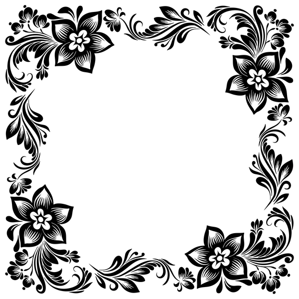 600x600 Black Flower Decorative Frame Vectors Material 02 Free Download