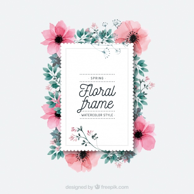 626x626 Watercolor Spring Floral Frame Vector Free Download