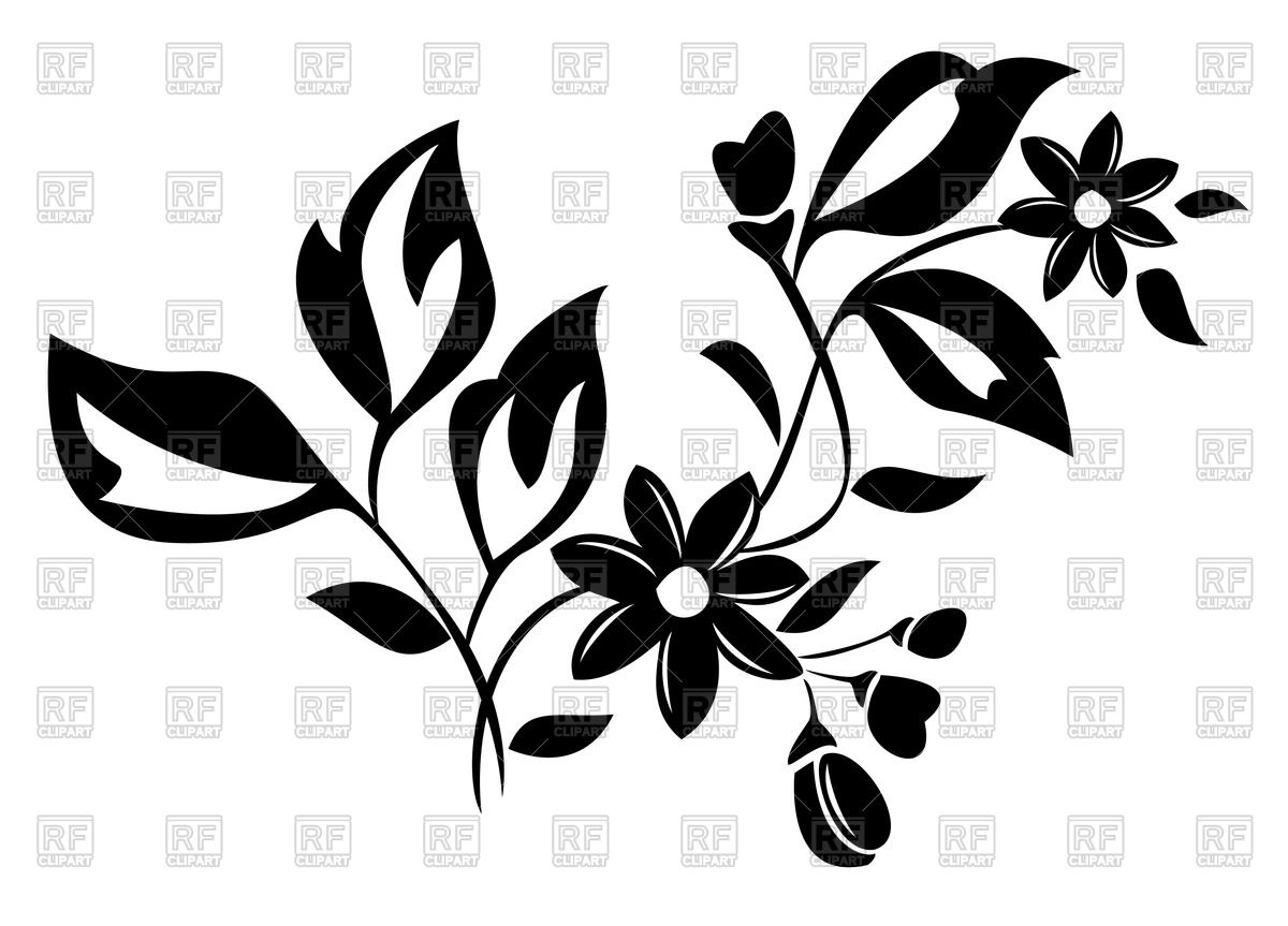 1200x863 Silhouette Of Flower With Leaves Vector Image Vector Artwork Of