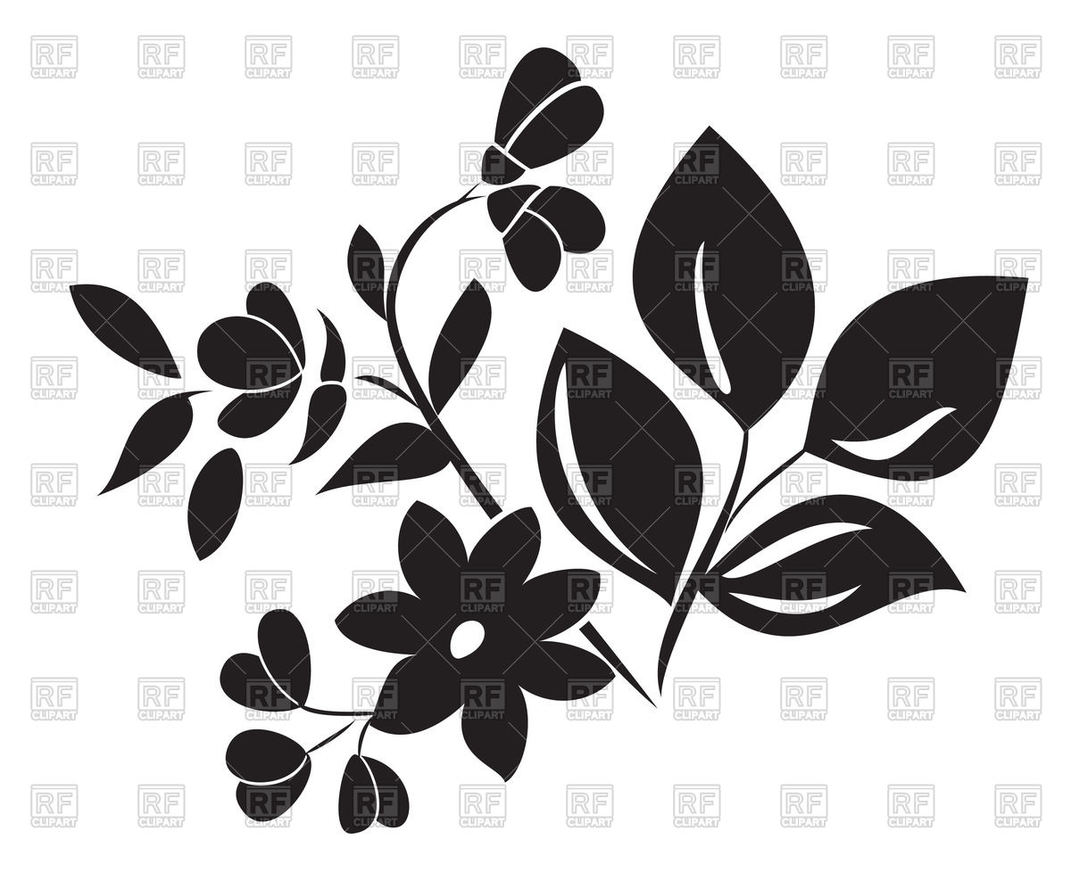 1200x997 Silhouette Of Leaves And Flower Vector Image Vector Artwork Of