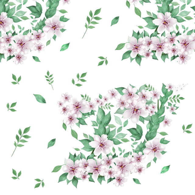 640x640 Beautiful Floral Flowers With Green Leaf Vector Png, Floral