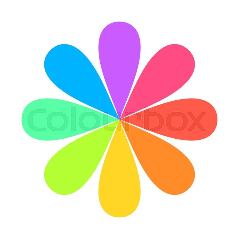 800x800 Abstract Geometric Rainbow Flower Logo. Vector Illustration