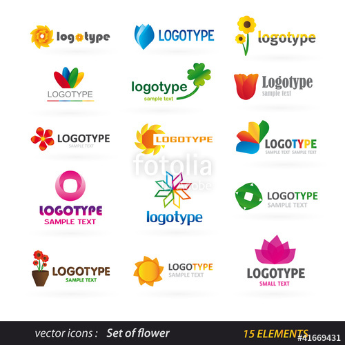 500x500 Flower Logo Set Stock Image And Royalty Free Vector Files On