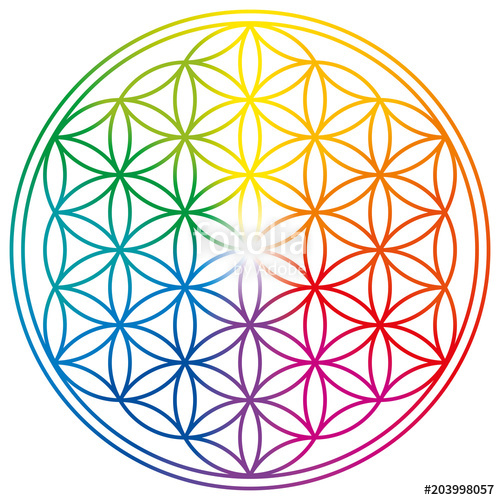 500x500 Flower Of Life In Rainbow Colors. Geometrical Figure, Spiritual