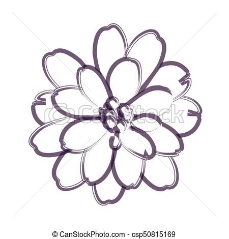 450x470 Isolated Flower Outline On A White Background, Vector Illustration.