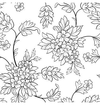380x400 Black Outline Flower Seamless Vector Crafts