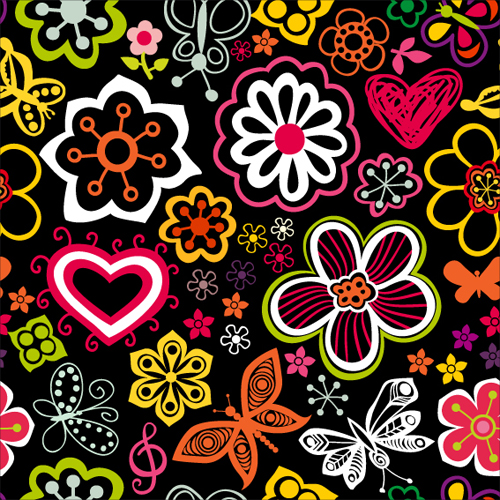 500x500 Set Of Flower Pattern Vector Art 02 Free Download