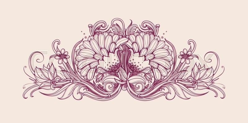 800x398 Vector Vintage Flowers. Vintage Flower Pattern Print Design