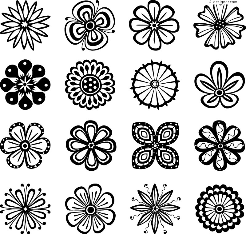 800x761 4 Designer 16 Exquisite Flower Patterns Vector Material Lines