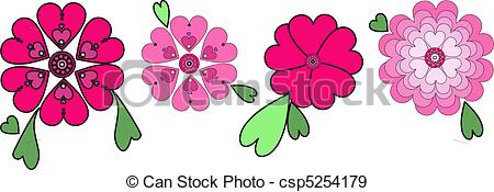 450x175 Flower Power. Daisy Design Elements In Pastel Brights. Isolated.