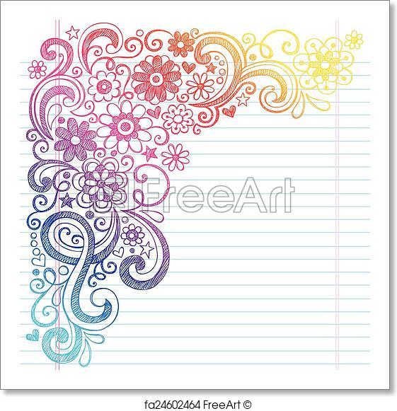 561x581 Free Art Print Of Flowers School Sketch Doodle Vector. Flower